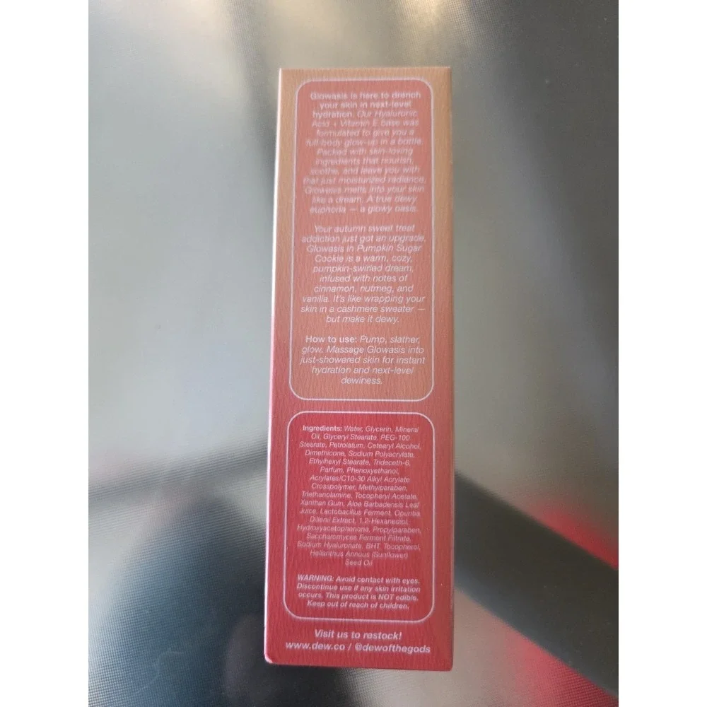 Dew of‎ the Gods Glowasis Body Lotion Pumpkin Sugar Cookie 3.38 oz Full Size NIB